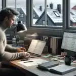 Person in a norwegian home office studying for professional certification exams